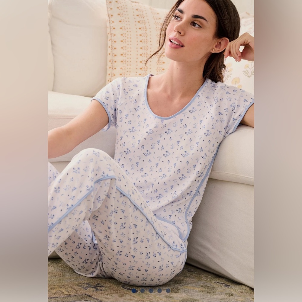 LAKE Pajamas - Pima Short Long set in French Blue Floral